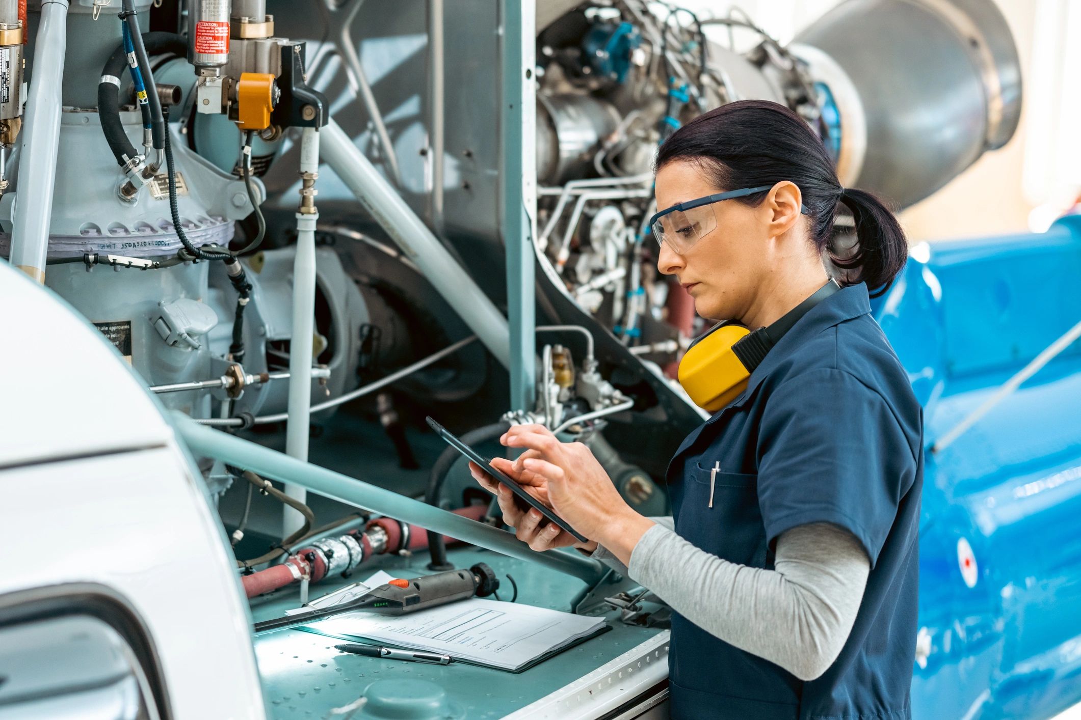 Technician reviewing repair work